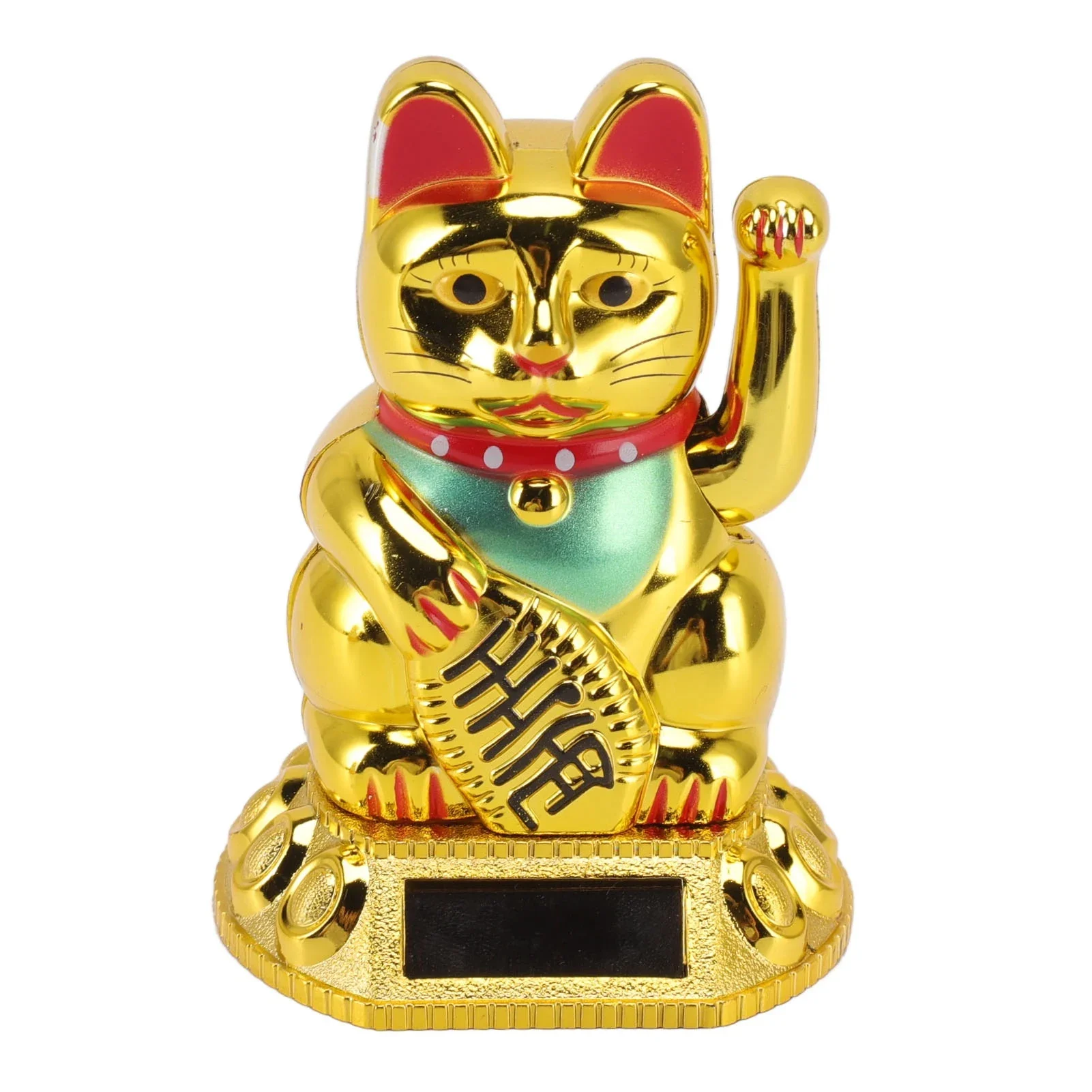 Chinesische glückliche Katze Dekoration Figur Gold weiß winken Arm Solar Licht Induktion Tier Statue