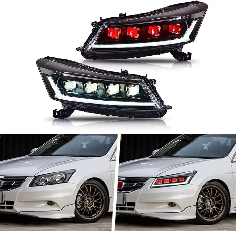 

LED Headlight for 8th Gen Honda Accord 2008 - 2012 Head Lamp Front Light Assembly DRL Animation Devil Eye Turn Signal