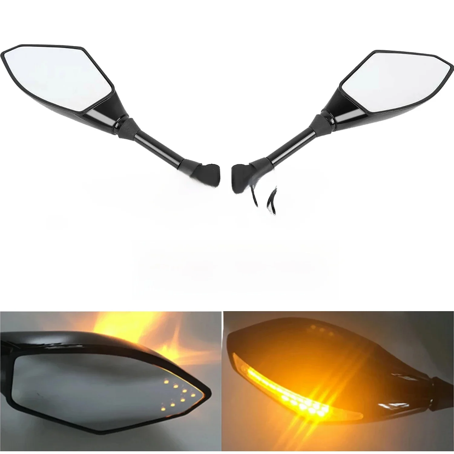 AliExpress Fireyouracing 8mm 10mm Universal Motorcycle Side Rearview Mirrors LED Turn Signal For Honda Suzuki Kawasaki Yamaha Ducati Street Scooter Bike