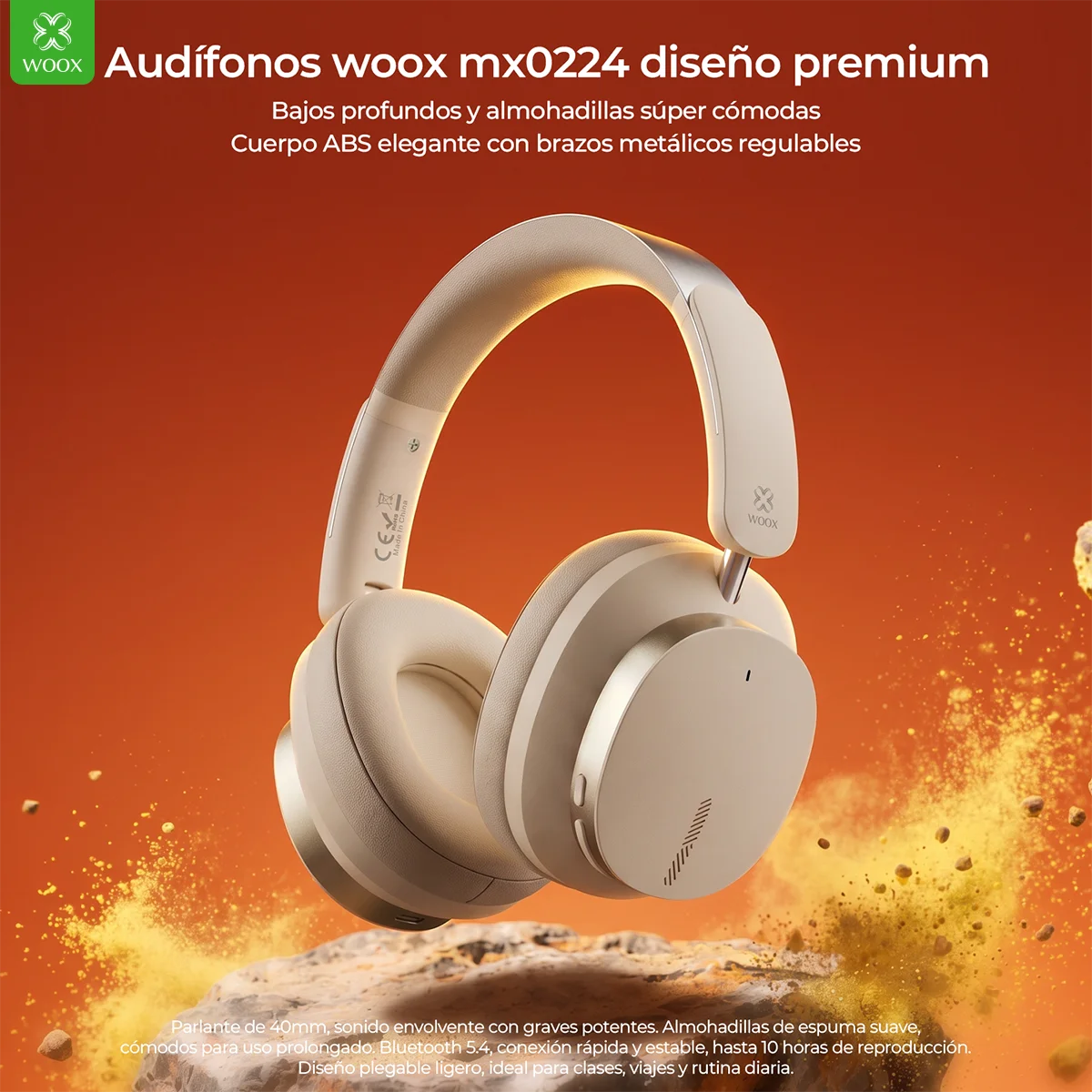Auriculares Bluetooth 5.4 Inalámbricos de Diadema Plegables con Graves Profundos, Micrófono y 10 Horas de Batería
