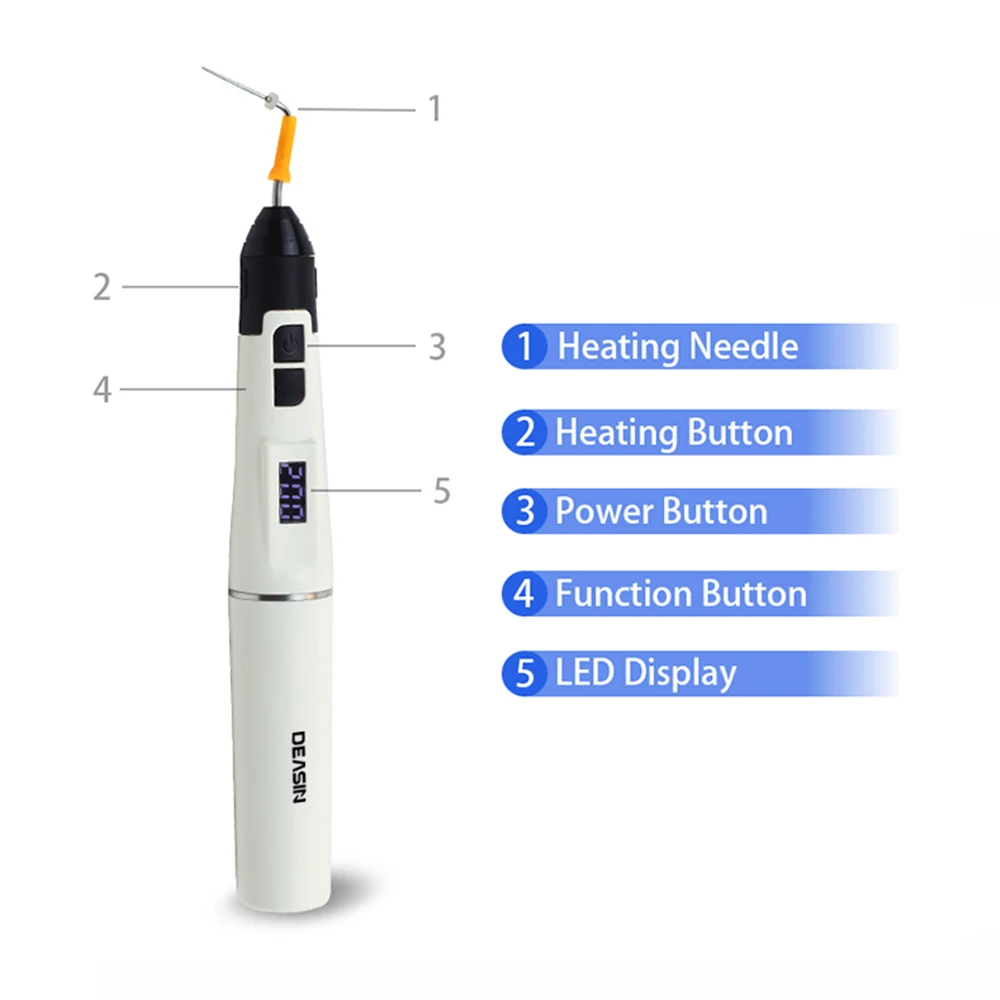 Dental Endo Obturation System R20 2 in 1 Hot Melt Filling Gun Pen OLED LCD Display 4PCS Heating Tip Endodontic Dentistry Tools