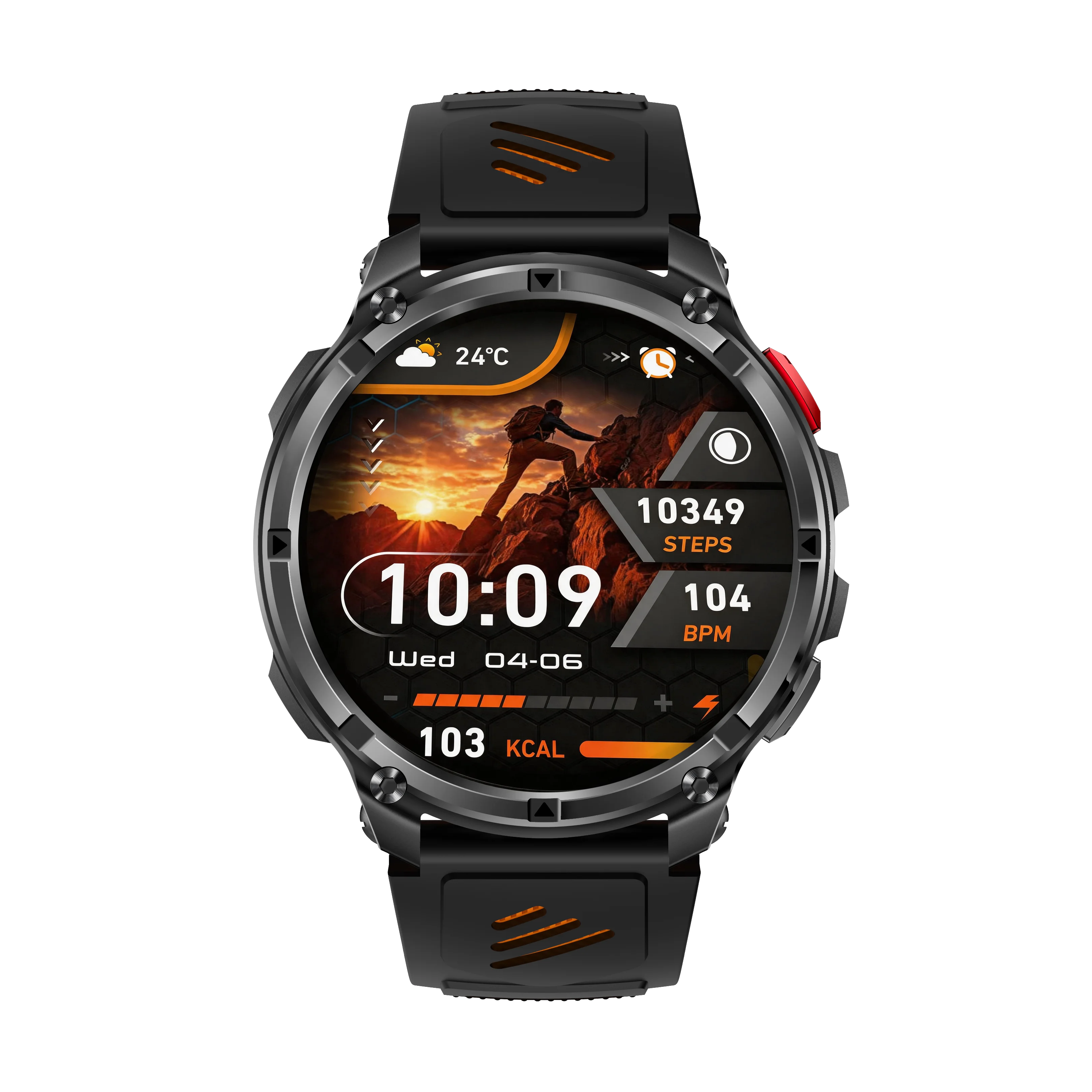 2026 Neue Smartwatch für Herren mit 1100mAh Akku, AMOLED-Display, Bluetooth-Anruffunktion, IP68 Wasserdicht, Taschenlampe, Kompass, Herzfrequenzüberwachung, Outdoor-Militär-Sport-Smartwatch