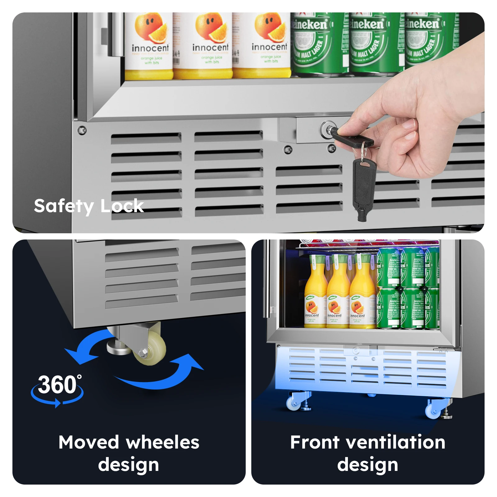 Outdoor Refrigerator Stainless Outdoor Fridge for Outdoor Kitchen Patio Built-in/Freestanding 24 Inch Undercounter Refrigerators