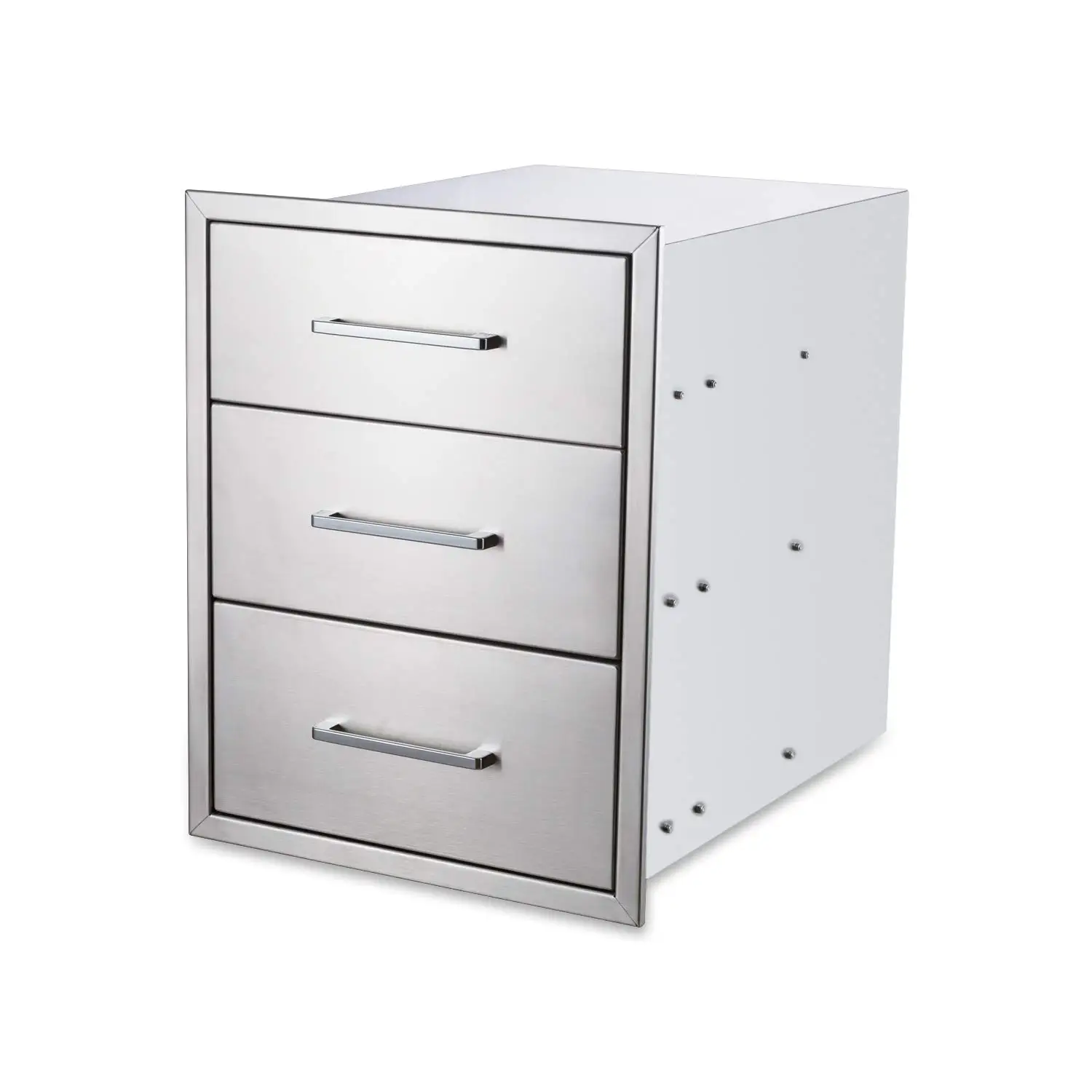 

20" W x 27" H x 23" D Stainless Steel Outdoor Kitchen Drawers BBQ Drawers Triple Access Drawers Flush Mount for Outdoor Kitchens