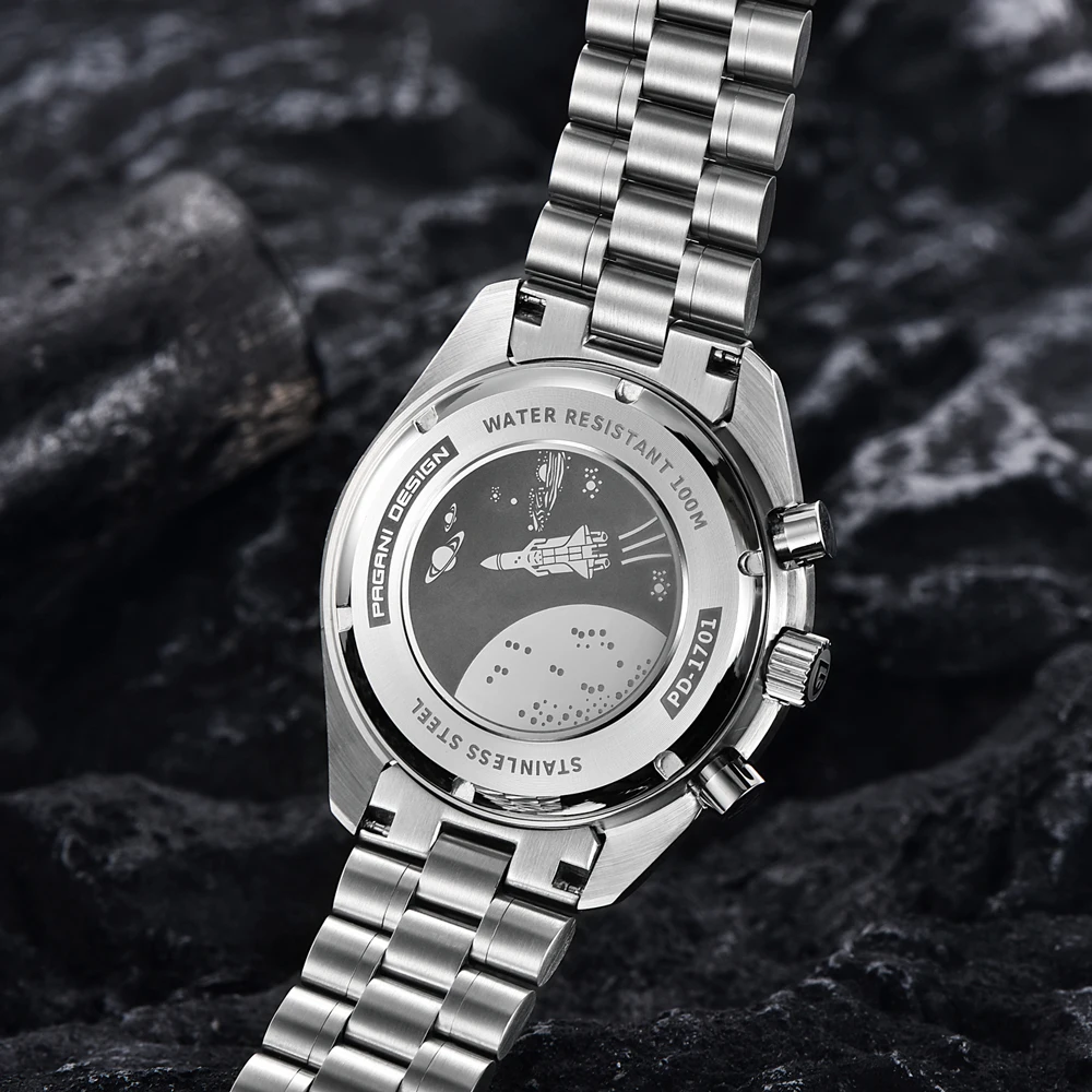PAGANI DESIGN Neue Herren-Quarzuhr Goldene Monduhr Herren VK63 Speed Sport-Chronograph AR Saphir Leuchtend Lokaler Versand – Detail 16