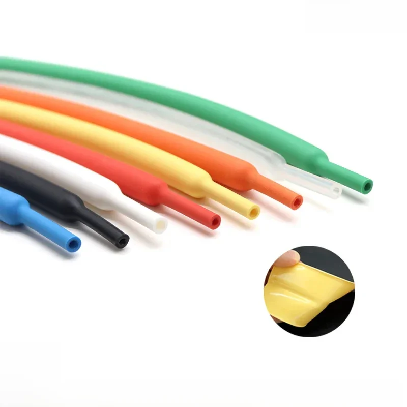 Tube thermorétractable pour mur de touristes, kit de fil rond doublé adhésif, colle optique, tube rétractable 3:1, 1m, 1.6mm, 2.4mm, 3.2mm, 4.8mm, 6.4mm, 7.9mm, 9.5mm, 12.7mm