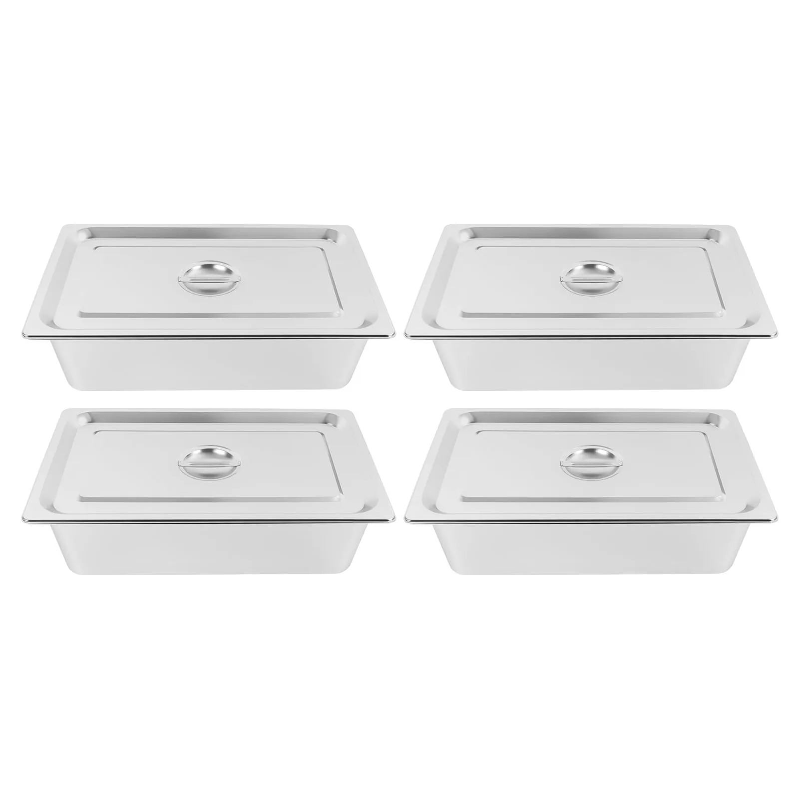 4er-Pack Hotelpfanne 5,9-Zoll-Tiefdampftischpfanne mit Deckel 21,26" L x 12,6" B Hotelpfannen Edelstahlpfannen Restaurant