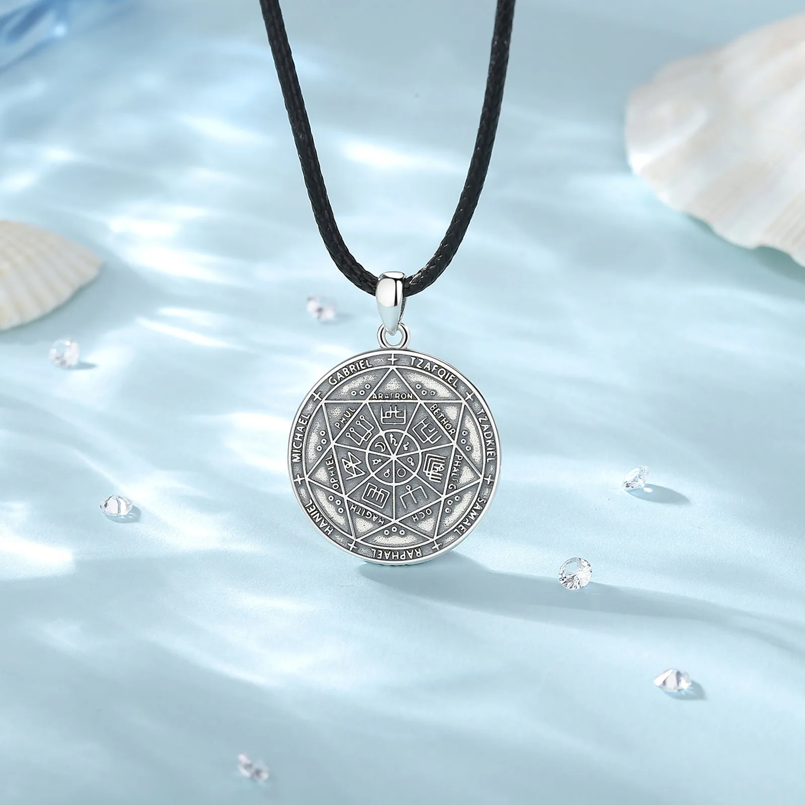 Eudora 925スターリングシルバー 七大天使お守りネックレス メンズ 