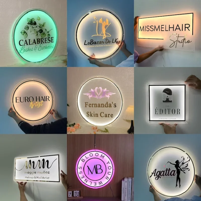 Custom Acrylic Sign Mirror Logos Business Logo Sign Beauty Salon Sign 3d Business Sign, Business Signboard, Aesthetic Salon Sign