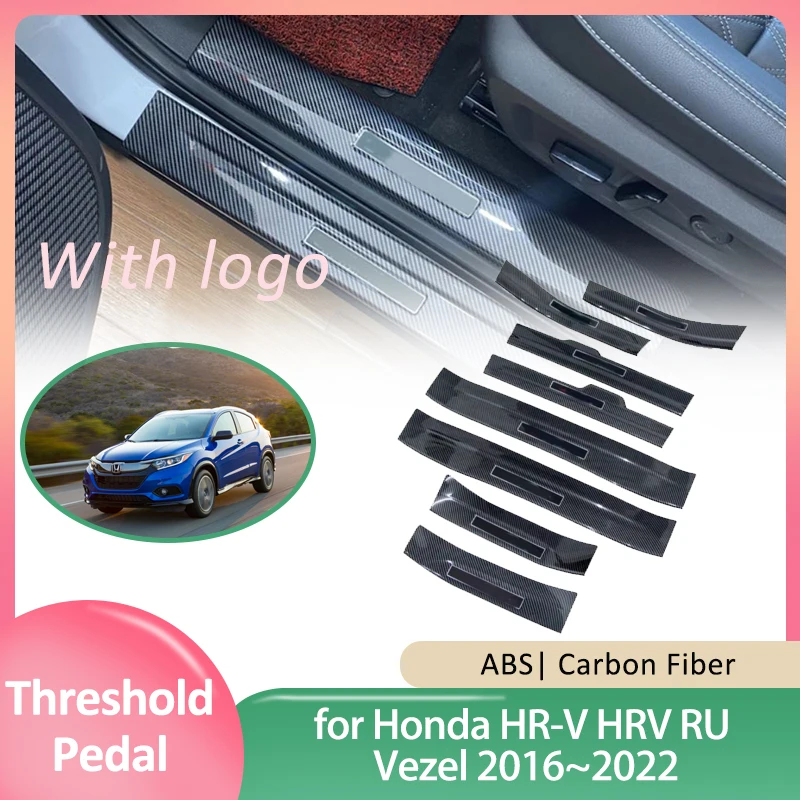 Car Door Sill Scuff Plate for Honda HR-V HRV RU Vezel 2016~2022 Guards Welcome Pedal Threshold Cover Sticker Decals Accessories