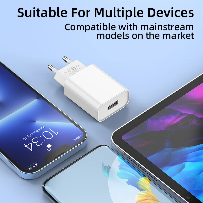 10W USB Charger 2A Fast Charging QC3.0 Wall Charging Adapter For Xiaomi14 Huawei OPPO Quick Charge 3.0 EU/US Plug Phone Charger