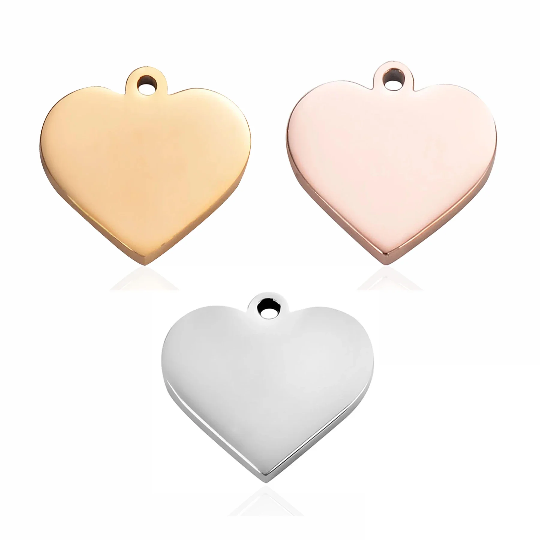 20 sztuk hurtownie 15mm 3 kolor Charms ze stali nierdzewnej wisiorki w kształcie serca dla majsterkowiczów tagi ręcznie robiona biżuteria naszyjnik bransoletka Making — zdjęcie 2