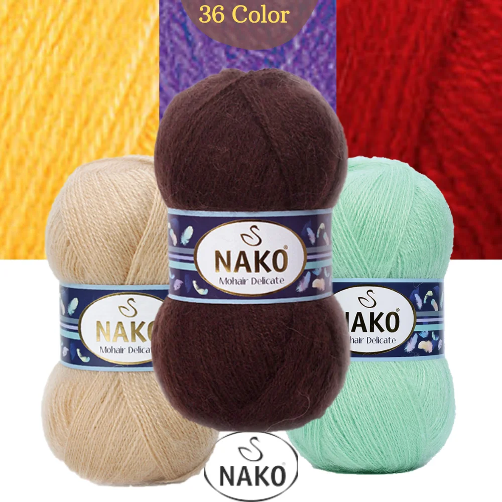 Nako Mohair Delicate Wool Hand Knitting Yarn, 100 Grams 500 Meters, 34 Colors, Premium Akrilik, Moher, Rope, Cardigan, Sweater, Shawl, Home Textile,