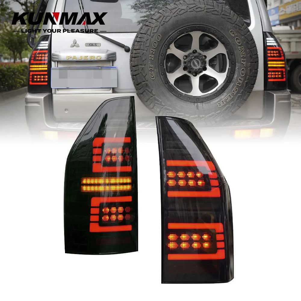 

Pair Of Car Tail Light Assembly For Mitsubishi Pajero V97 LED Brake Flowing Water Flicker Plug and Play Tail Lamps Taillights