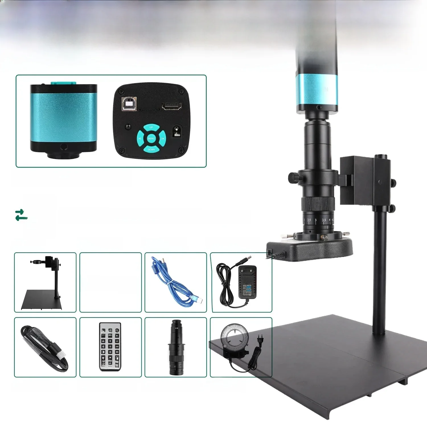 YIZHAN 48MP mikroskop cyfrowy 4K nagrywanie wideo USB HDMI przemysłowa kamera mikroskopowa 130/180X obiektyw z mocowaniem typu C naprawa lutowania — zdjęcie 2