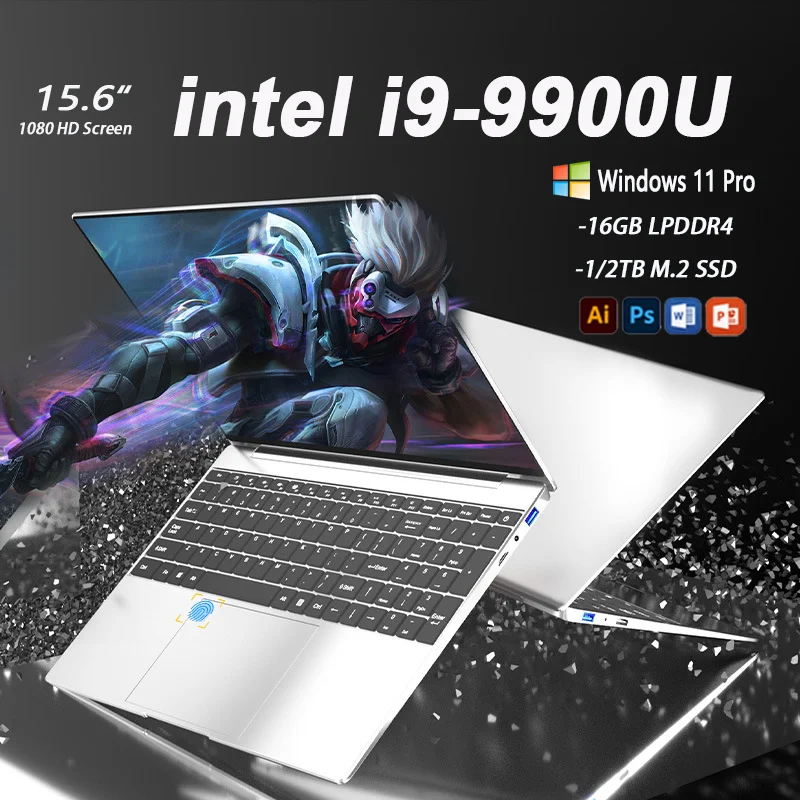 

Laptops Windows 11 Laptop Intel i9-9900U 16GB RAM 1TB SSD Portable Office Study Laptop Computer PC Fingerprint Unlock Notebook
