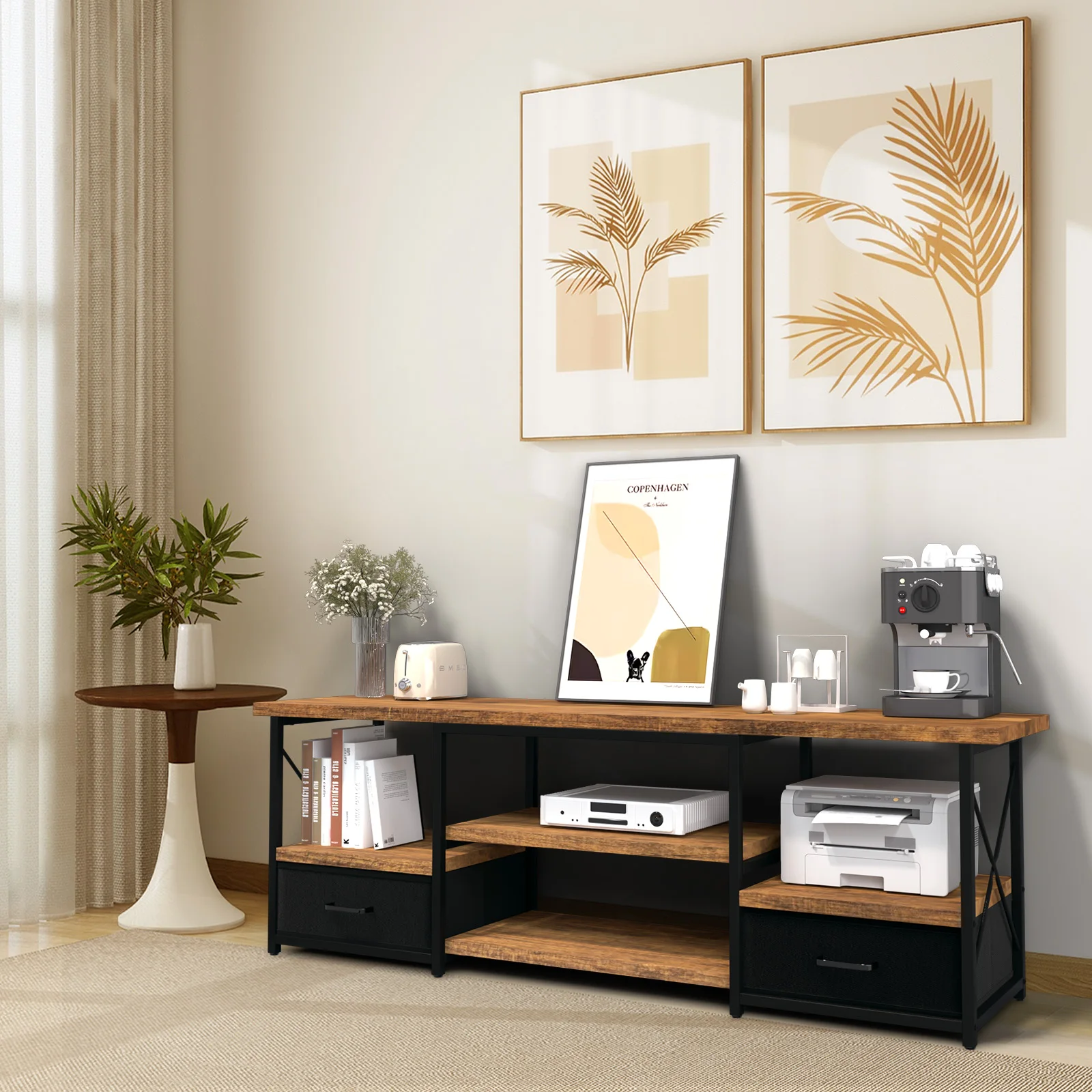 65 "TV Stand with ящики из ткани-Black