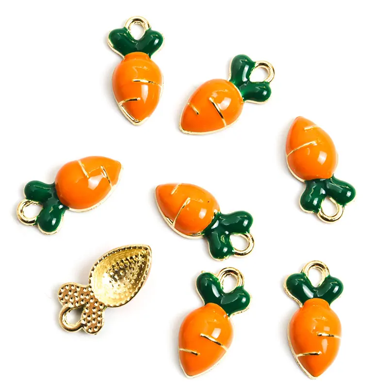 Cute Enamel Carrots Radish Charms For Earrings Necklace Bracelet DIY Handmade Finding Making Creative Jewelry Crafts Accessories