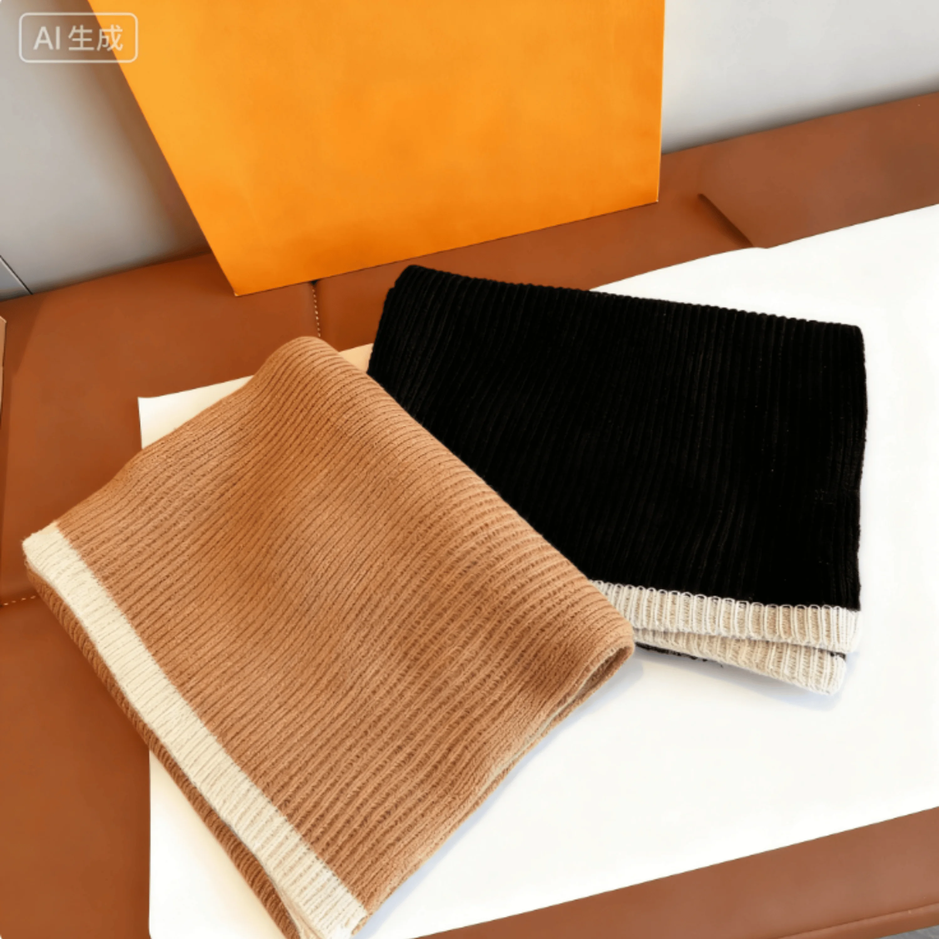 

2025 Autumn Winter Scarf Fashion Embroidery Everything Simple Casual Knitted Pure Color Wool Scarf 30x180cm