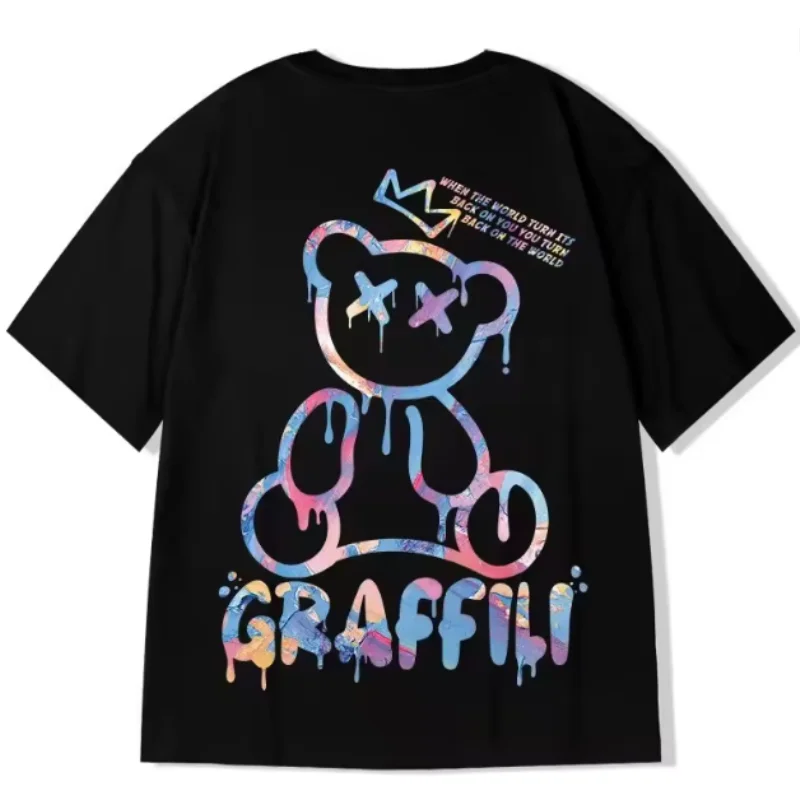 

100% хлопок, футболки большого размера S-5XL, новая корейская футболка, свободная летняя увеличенная футболка с круглым вырезом, повседневный топ для пар, мужской топ с коротким рукавом