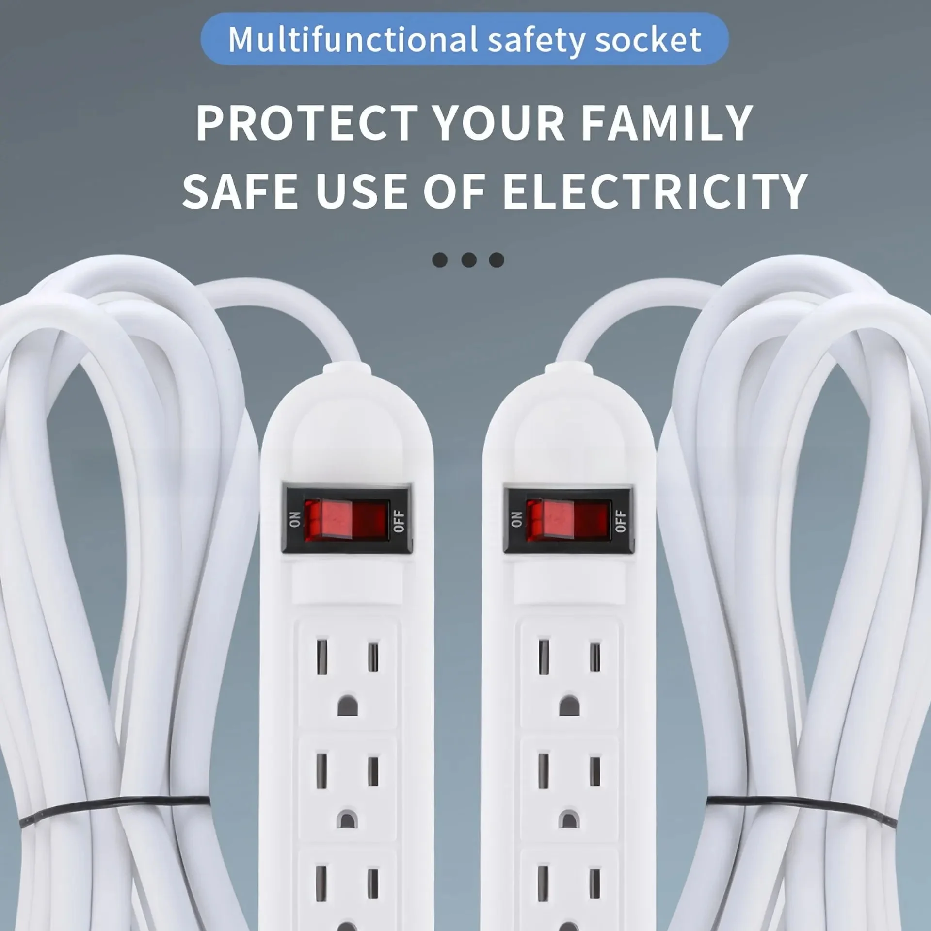 6 Outlet Power Strip US Plug 0.8/1M Multi Socket Extender with Switch Socket Overload For Home Office Travel Adapter