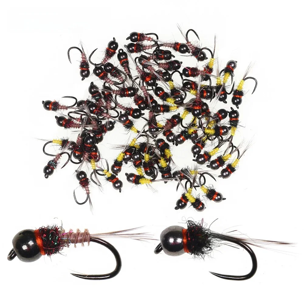 ICERIO 6 pièces tête de perle en laiton nymphe mouche sans ardillon mouche humide coulant rapide Euro nymphe truite Grayling perche Bluegill leurre de pêche à la mouche
