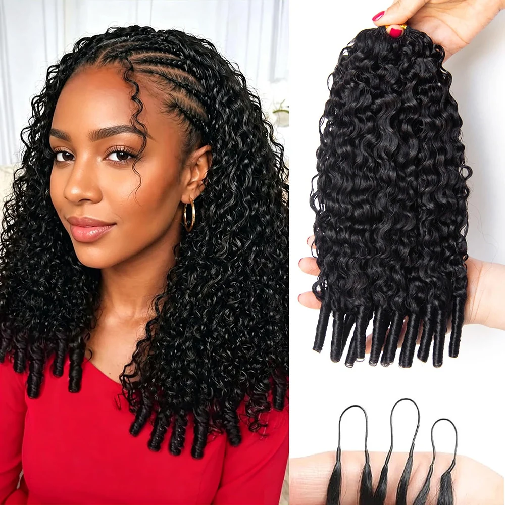 14-26 Zoll burmesisches lockiges Miracle Knots Haar, gefedertes Echthaar zum Häkeln, ohne Tressen, vorgedeelt, 100 % Echthaar, lockiges Haar zum Flechten