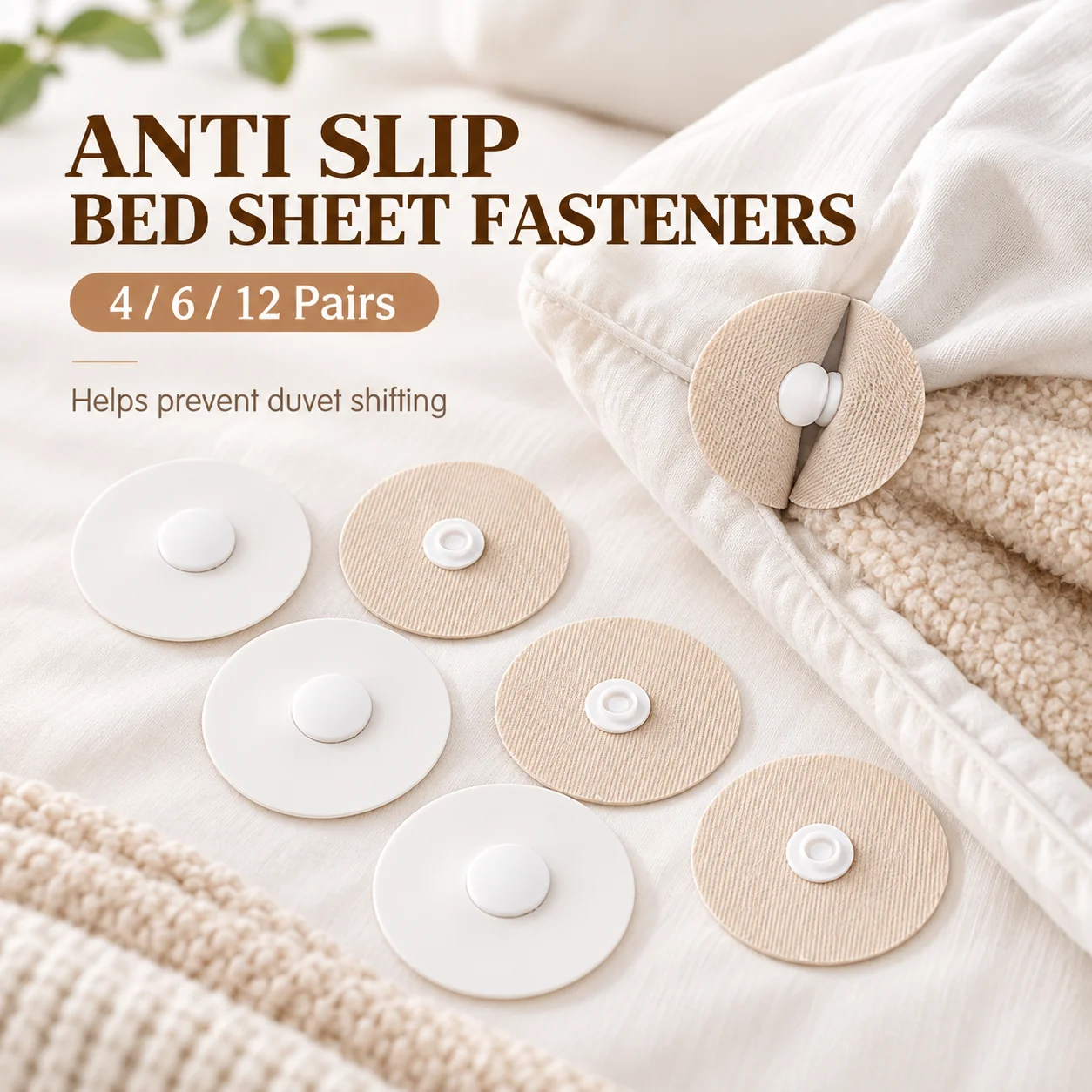 4/8/12 Pairs Anti Slip Bed Sheet Fasteners,Comforters Duvets Cover Snaps Fasteners Snaps Holder Prevent Bed Duvets Shifting