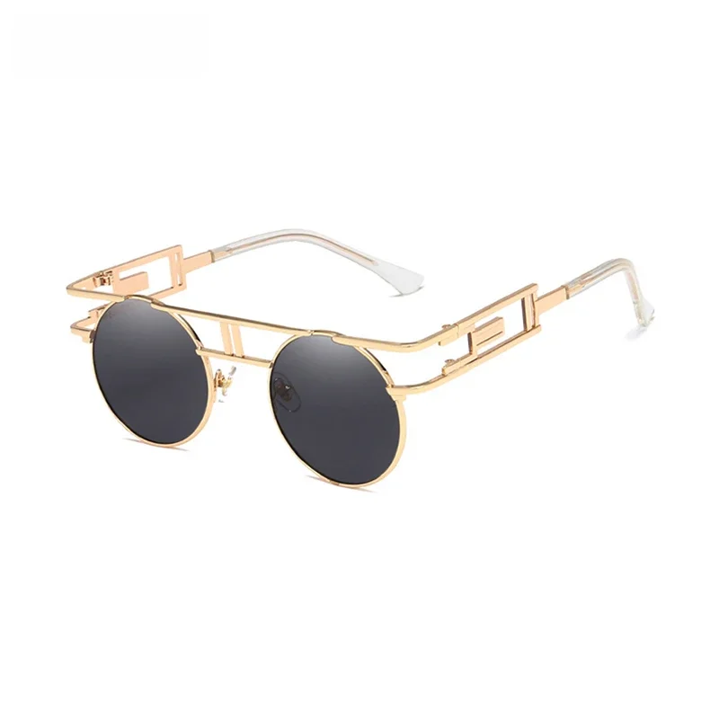 Moda okrągłe Steampunk męskie okulary przeciwsłoneczne damskie metalowa rama Retro gotycki Design okulary przeciwsłoneczne Vintage odcienie stylowe óculos De Sol — zdjęcie 2
