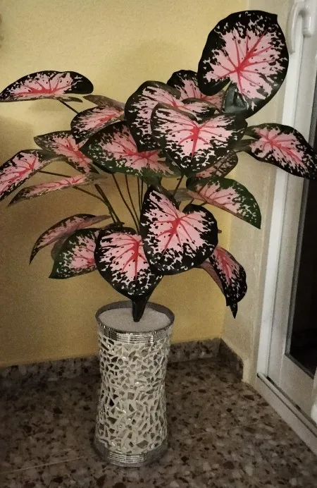 Pink Leaf Potted Plants Fake Artificial Plants Decoration Artificial Flower Simulation Ornament For Home Decor Party Wedding Dec photo review