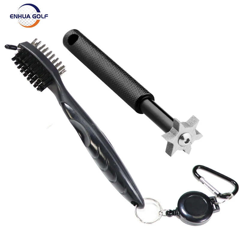 Golfaccessoires Set Golfclub Groefslijper Met Intrekbaar Koord Golfclub Metalen Koolborstel/Groefreiniger voor Golfclubs
