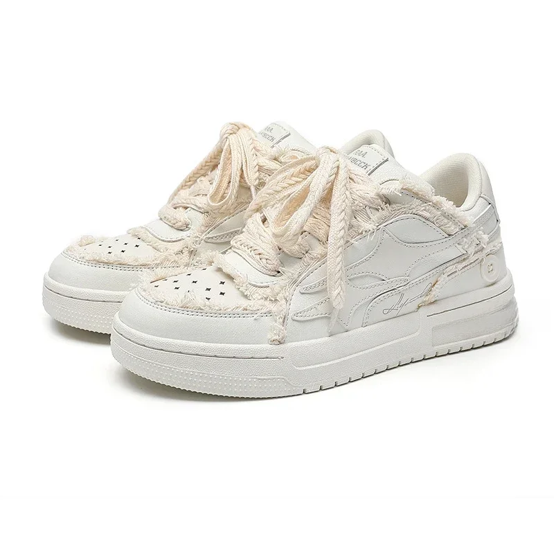 Vrouwen Sneakers Man Retro Ster Y2K Wit Leer Punk Rap Straat Schoenen voor Mannelijke Mode Skate Schoenen Paar Casual Schoenen Tennis - afbeelding 2