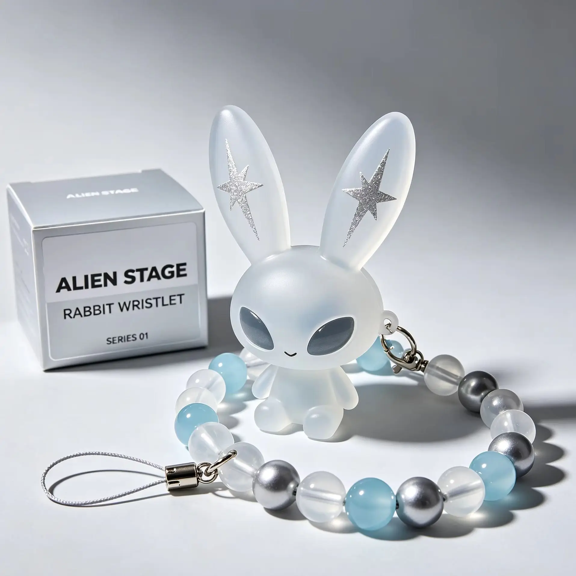 Auténtica Pulsera de Cuentas de Personaje de Anime ALNST de la Serie Alien Stage Rabbit Blind Box para Teléfono Móvil