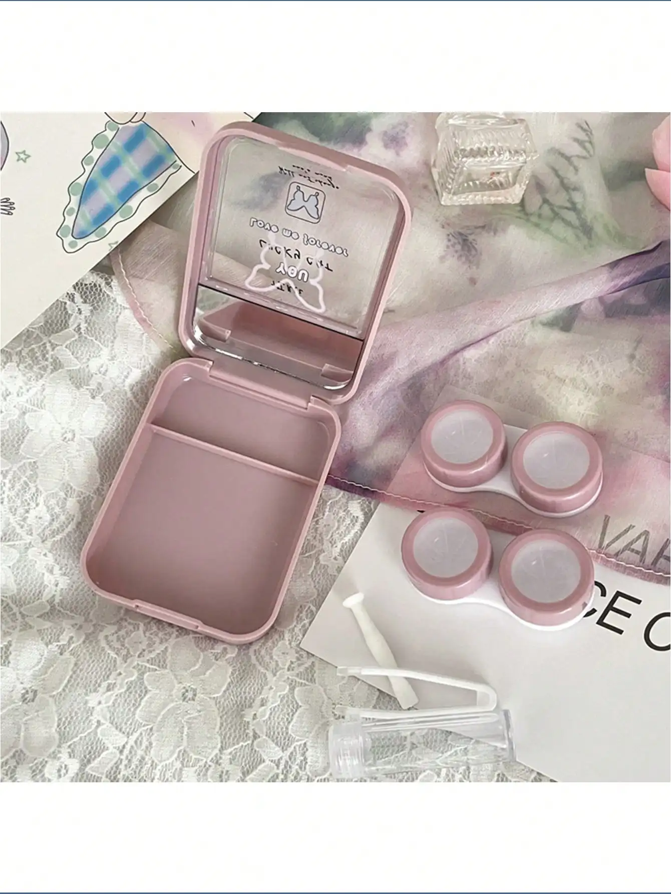 XIANGYU Hanfeng-Rule Flower, Portable Beauty Eye Box, Contact Lens, Compagnon, Care Box, 2 Packs