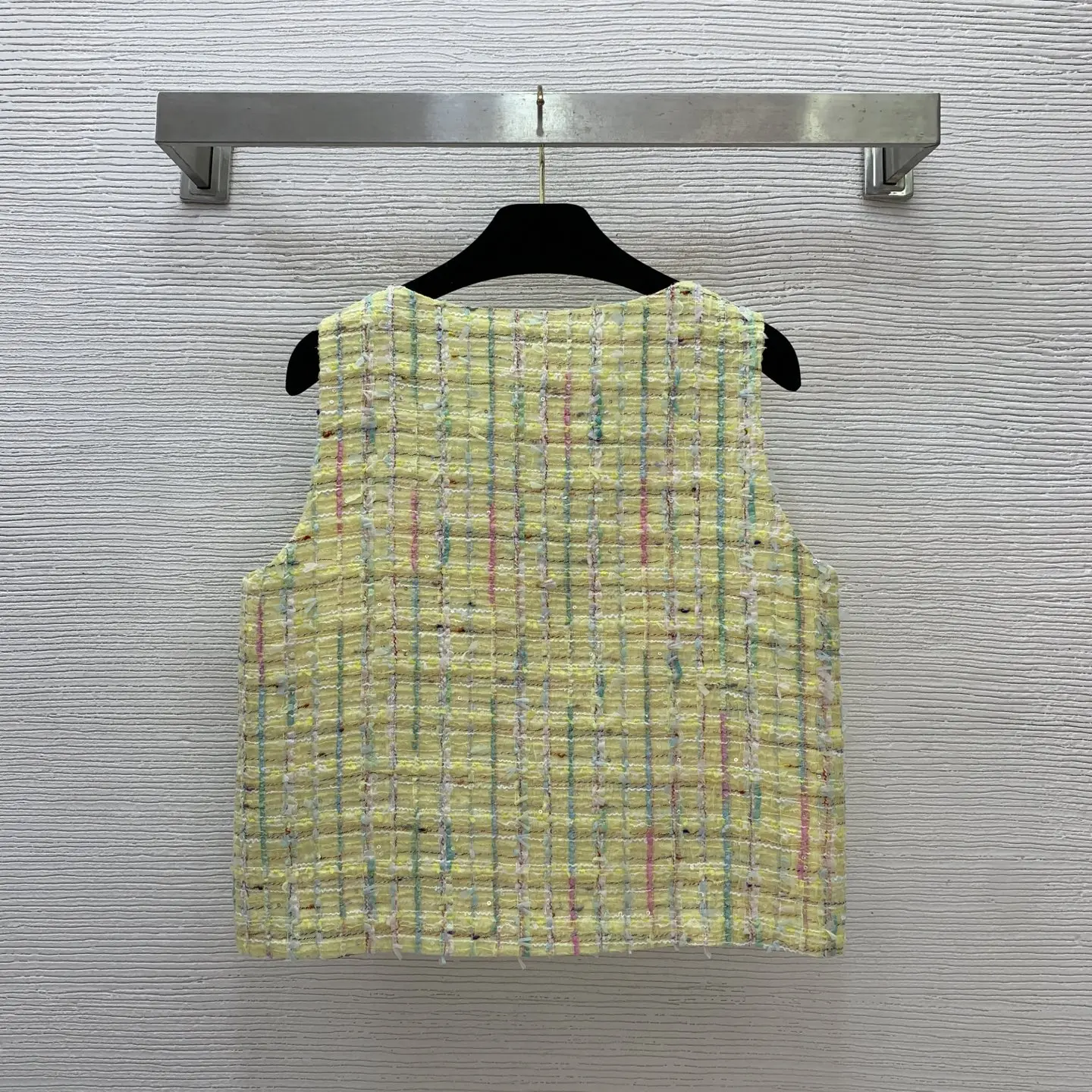 

Korean style simple tweed sleeveless vest women's summer short slim design light luxury chic temperament top