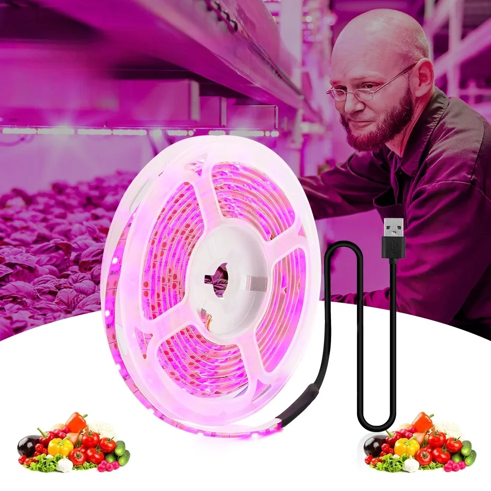 Lampe horticole de croissance LED SMD 0.5, 2835 m/1m/2m/3m/4m/5m, éclairage pour serre/chambre de culture, plantes, graines, fleurs