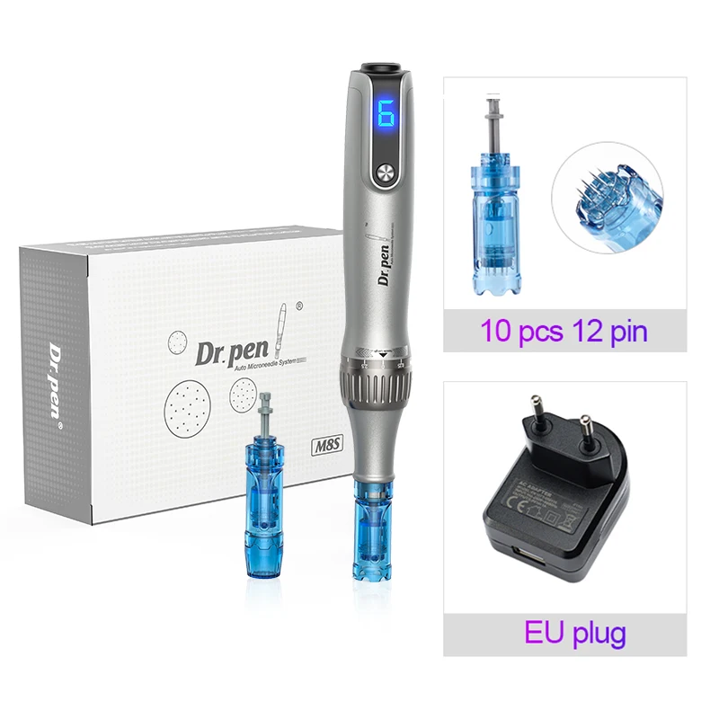 Dr. Pen M 8S Micronaaldling Pen Met 12 Vervangende Cartridges Draadloze Derma Micronaaldle Penset Professionele Huidverzorgingstools