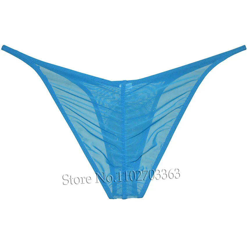 Mens Sheer Mesh Bikini Briefs Cheeky Jockstrap Ultathin Thongs Comfortable See-Through Hipster Briefs Soft Stretchy Underwear