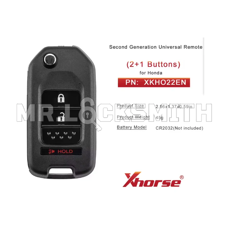 Xhorse XKHO20EN 2nd Generation Wire Remote Key V2 Flip 3 Buttons Wireless Programming