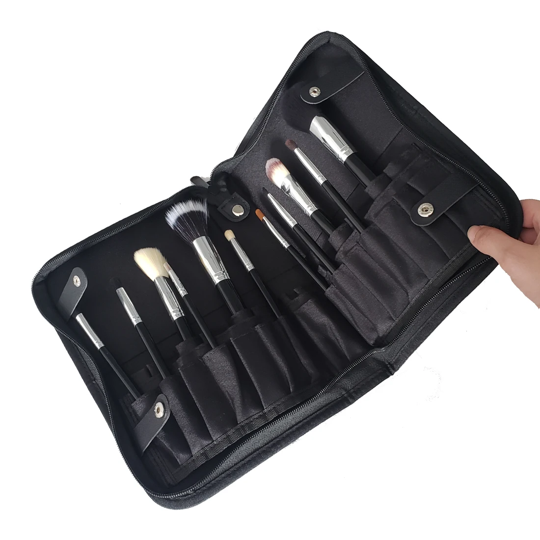 Profession Makeup Brush Accessories Foldable Brush Bag Easy Carry Handle Double Layer Bag Makeup Brush Collapsible Stroage Bag