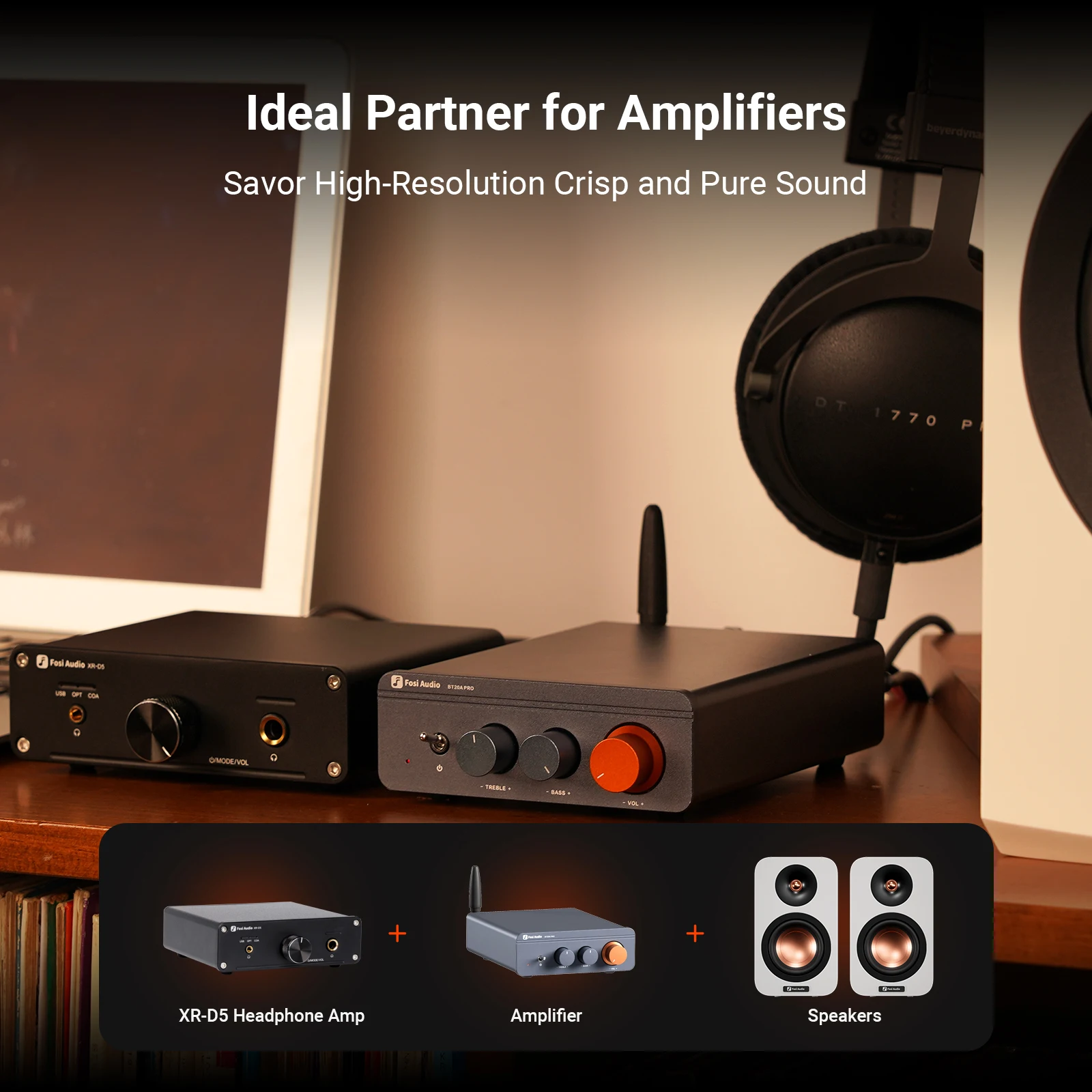 포시 오디오 XR-D5 미니 USB DAC 앰프, 데스크탑 전원, 액티브 스피커, 앰프용 헤드폰 앰프, 16-300Ω, ESS9018K2M 디코더