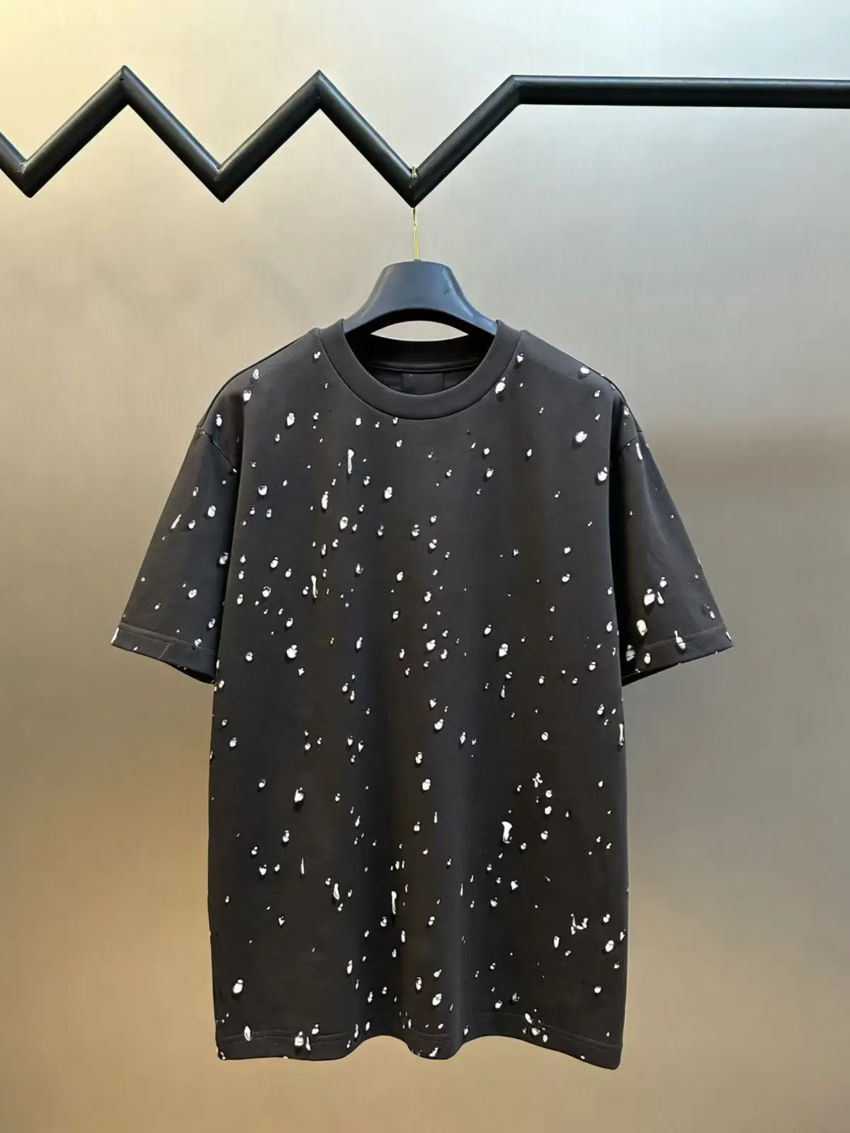 

2026 Spring/Summer New Unisex Cotton Short-Sleeve T-Shirt Fashion Teardrop Pattern Gray Casual Loose High-Quality Tee Top N1