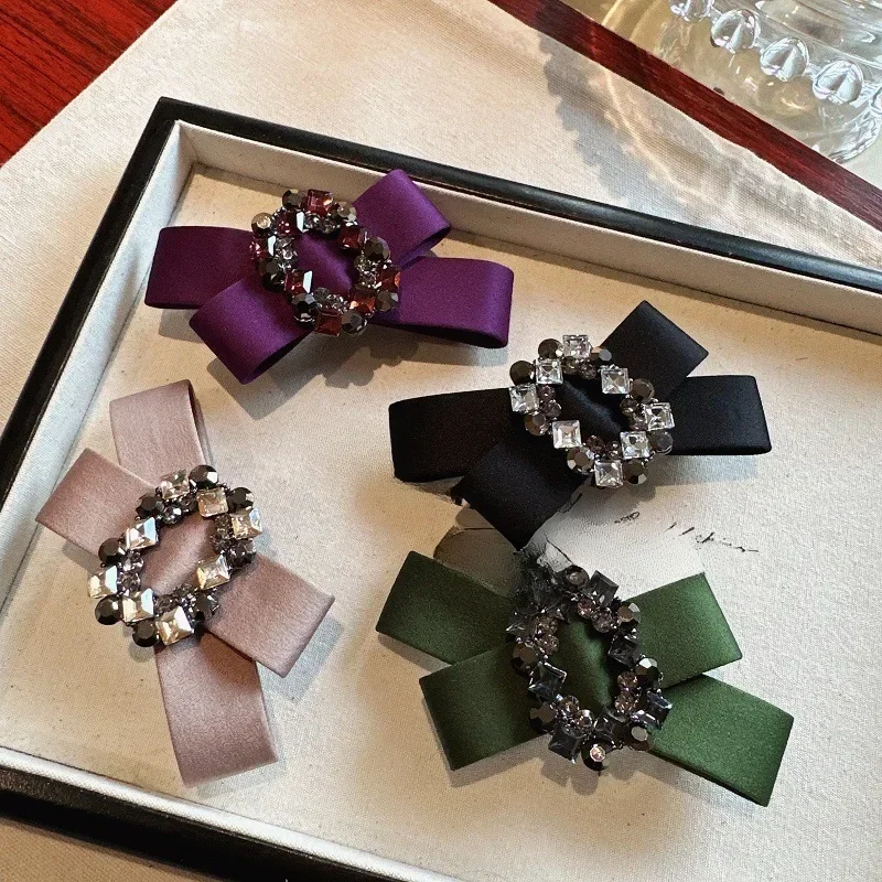 Koreańska spinka do włosów z kokardką w kształcie motyla, spinka do włosów w stylu vintage z czarnym węzłem krzyżowym dla kobiet akcesoria do włosów — zdjęcie 2