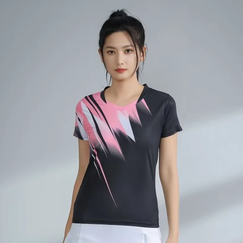 Women Table Tennis Badminton Shirt 3D Print Breathable Mesh Ping Pong Jersey 2024 Korea Pastel Golf Wear Quick Dry For Girls