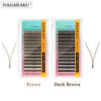 NAGARAKU Brown YY Shape Hand Woven Premium Synthetic Mink Eyelashes High Quality Soft Natural Meshy Net Cross False Eyelashes