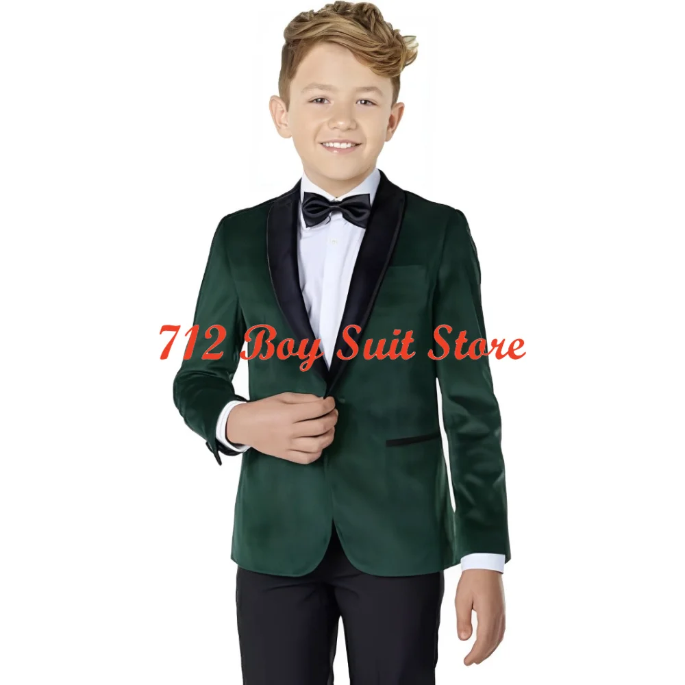 

Fashion Boys Suit Formal Shawl Lapel Velvet Tuxedo 2 Pieces Boy Outfit Blazer for Wedding Prom Party