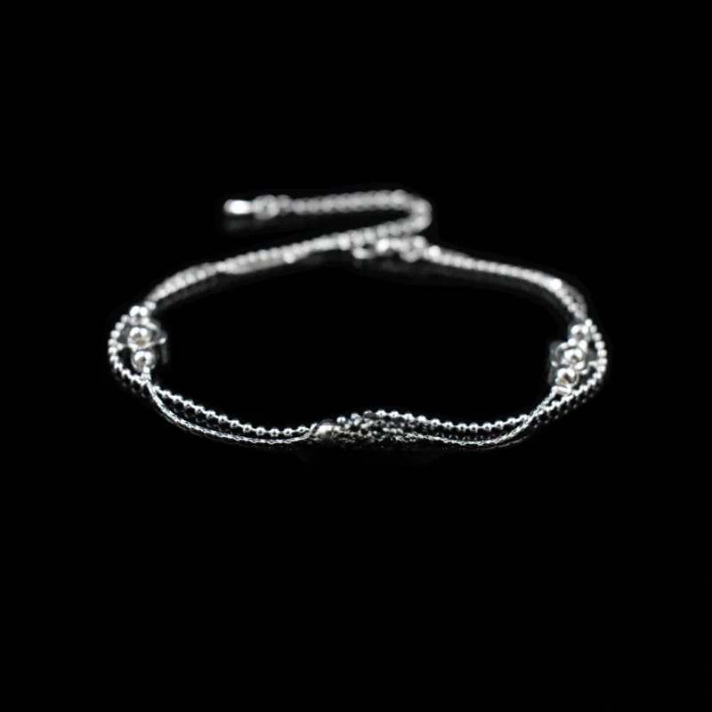 Nowe mody kwiat śliwy wisiorek Anklet 925 srebro szczęście kwiat obrączki kobiety biżuteria dwuwarstwowy łańcuszek na kostkę bransoletki — zdjęcie 2