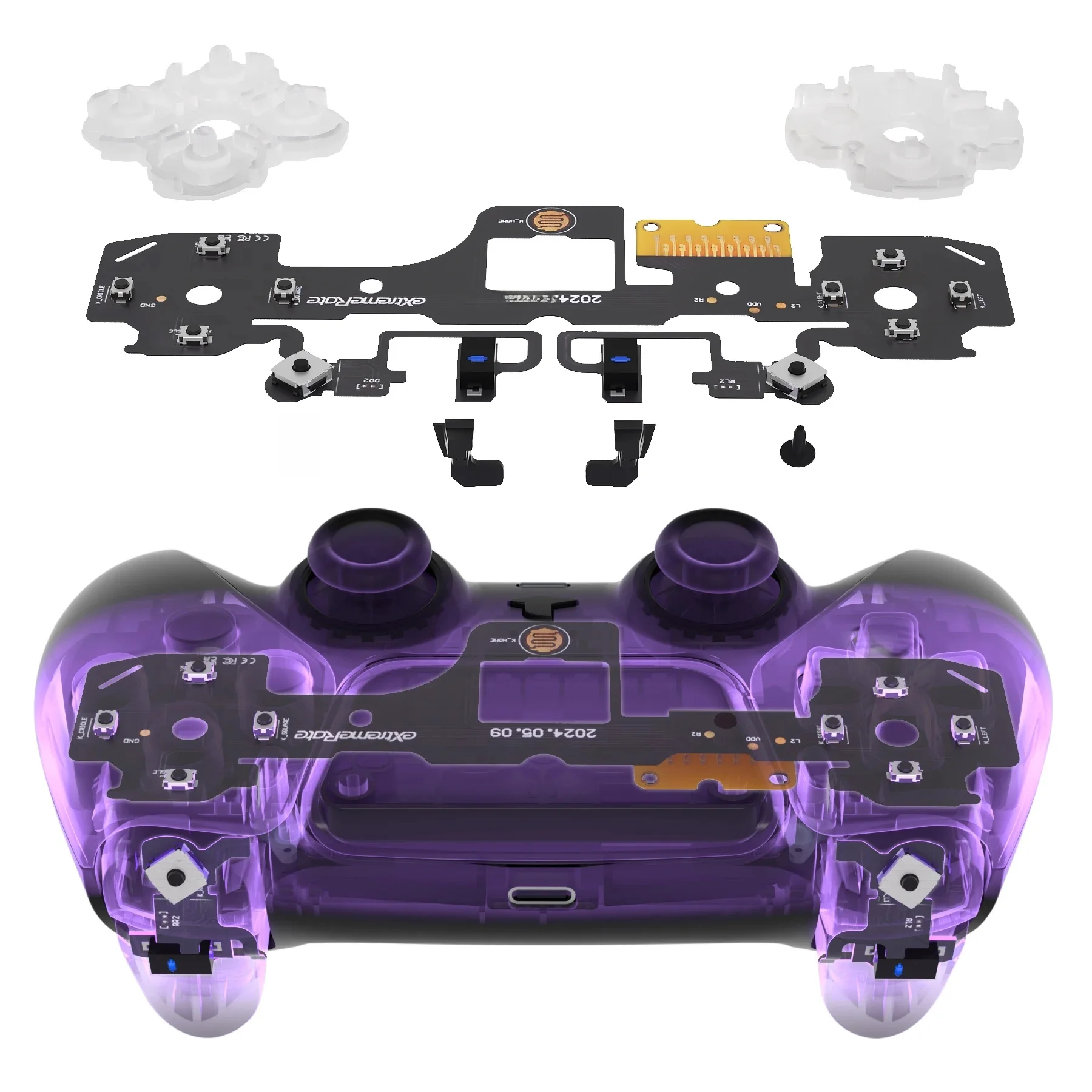 eXtremeRate Kompletny Zestaw Clicky Kit V2 do kontrolera PS5 BDM-040/050/060, przyciski na ramionach i na płaszczyznie, mikroprzełączniki Clicky Hair Trigger Kit — zdjęcie produktu 7