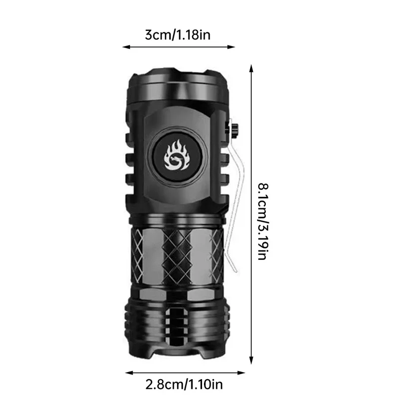 Powerful Portable Mini LED Flashlight 2000LM 3LED Ultra Strong Light 18350 Built-in Battery USB Rechargeable With Magnet Torch