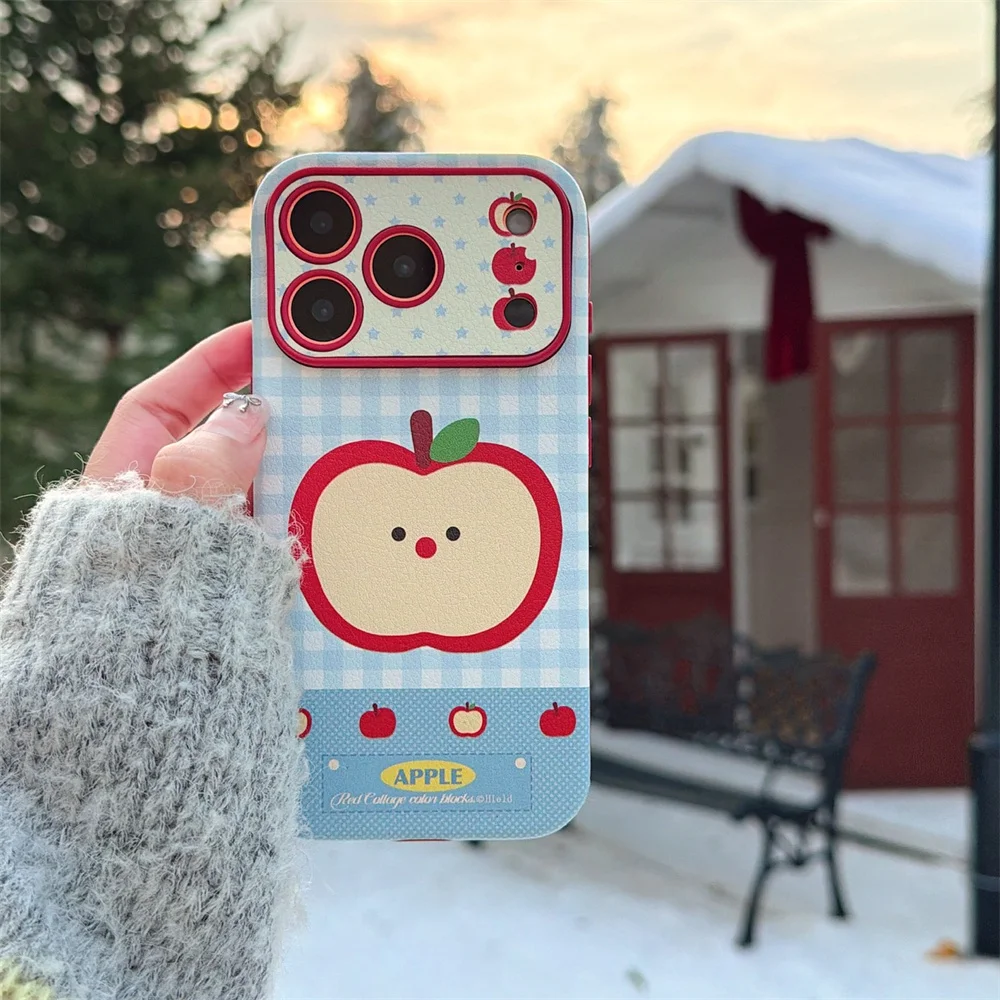 حافظة جلدية منقوشة ستار أبل لهاتف آيفون 17 برو 13 14 15 16 برو ماكس Fundas حافظات لطيفة كورية INS غطاء حماية لـ 17